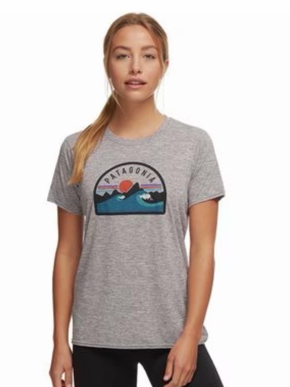 Patagonia Women's Grey Logo Tee - Heather Grey. PERFECT CONDITION